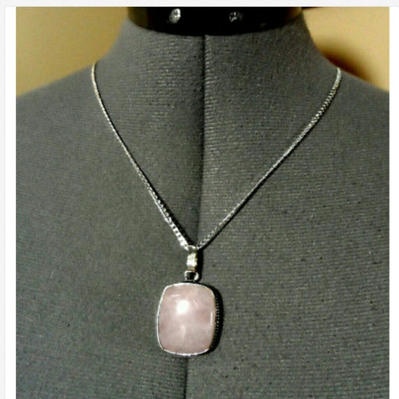 unbranded Jewelry - Nwt ROSE QUARTZ Pendant & 925 Silver Necklace set